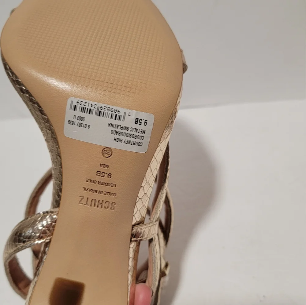 Schutz Women's courtney high metalic sn platina sandals size 9.5B.  New - Picture 5 of 12